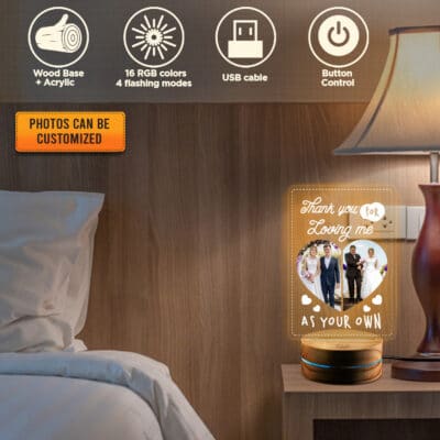 Alternative view of Personalized Photo Wedding Gifts Thank You For Loving Me As Your Own LED Night Light Multi Color - Bedroom Decor