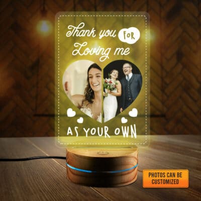 Personalized Photo Wedding Gifts Thank You For Loving Me As Your Own LED Night Light Multi Color - Bedroom Decor