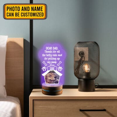 Alternative view of Personalized Dog Breeds Gifts Dear Dad Thanks for All the Belly Rubs and For Picking up My Poop Led Night Light Multi Color - Bedroom Decor