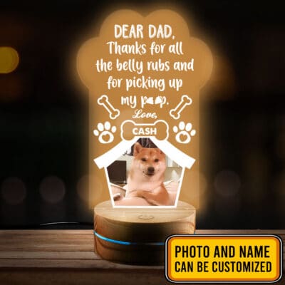 Personalized Dog Breeds Gifts Dear Dad Thanks for All the Belly Rubs and For Picking up My Poop Led Night Light Multi Color - Bedroom Decor