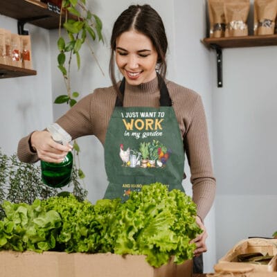 Alternative view of Funny Gardening 3 Pocket Apron I Just Want To Work In My Garden hang Out With Chicken - Garden Apron for Men Women