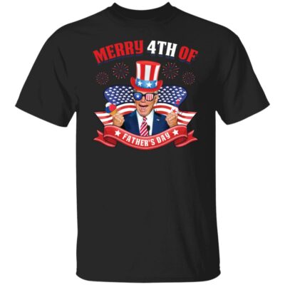 6VT. Biden Merry 4th Of Father 3, Black, Unisex T-Shirt