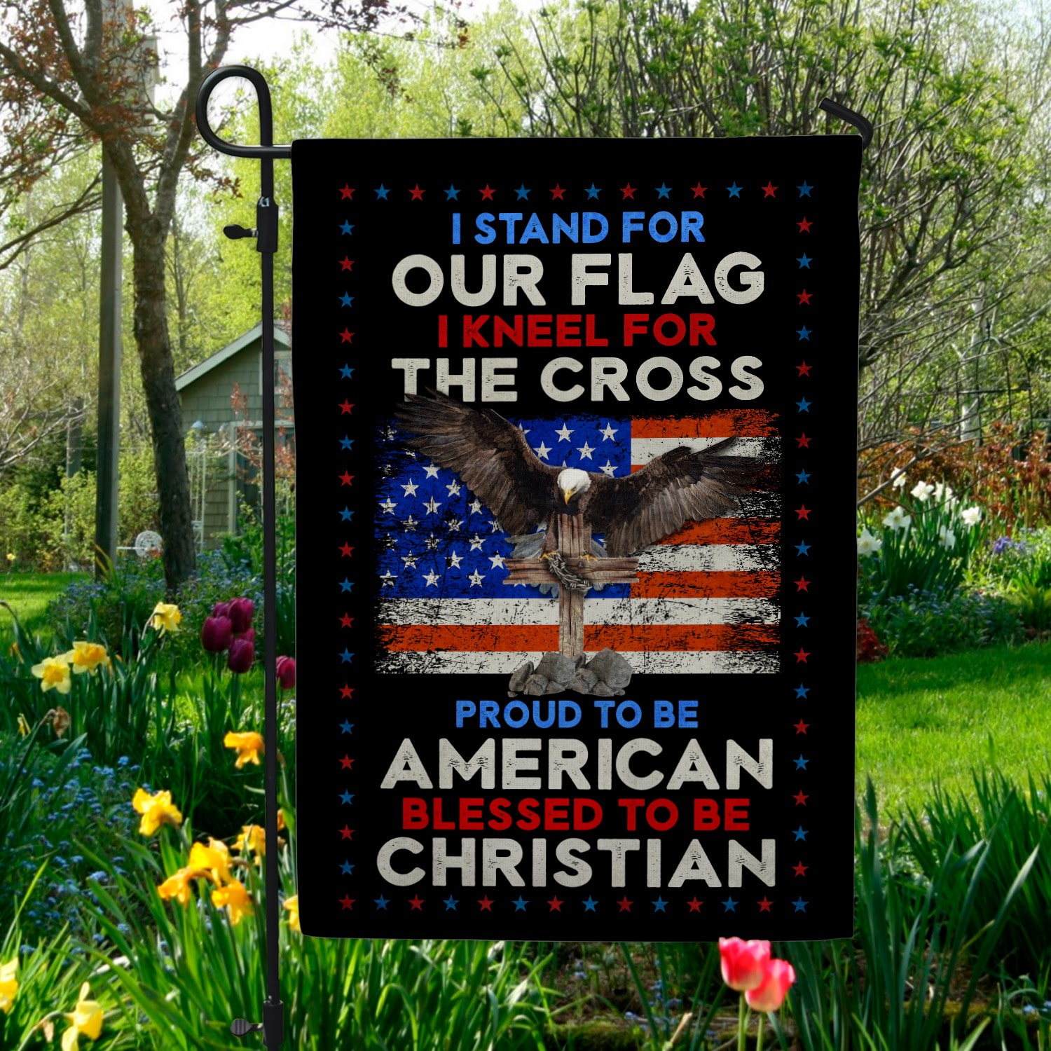 3Th. Stand for our flag (30x40) Garden Flag Mockup 5