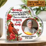 Personalized Photo Because Someone We Love Is In Heaven Gifts for Loss of Father Mother Heart Acrylic Plaque