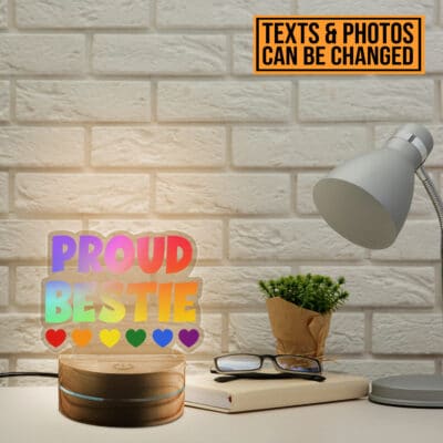 Alternative view of Proud Bestie Best Friend pride LGBTQ trans Queer Night Light - Funny Besties Gifts LED Light