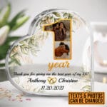 Personalized Happy Anniversary 1st Wedding Gift for Couples Heart Acrylic Plaque - Custom Gifts for Him Her. Anniversary Keepsake Paperweight