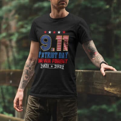 Alternative view of Patriot Day 911 Never Forget 2001-2021 T-Shirt - Memorial American Flag V-Neck Shirt