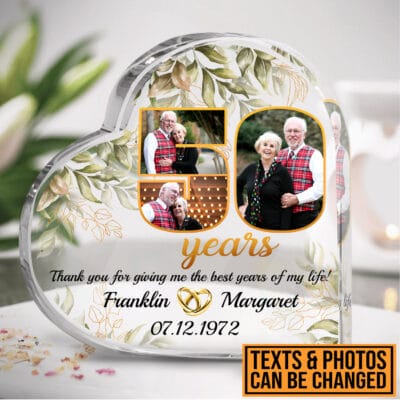 Personalized Happy Anniversary 50th Wedding Gift for Couples Heart Acrylic Plaque - Custom Anniversary Keepsake Paperweight Gifts