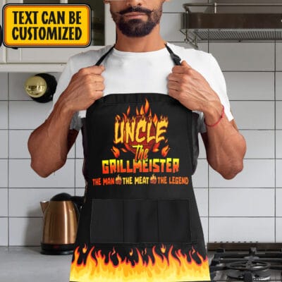 Alternative view of Custom Name The Grillmeister The Meat The Legend Funny Papa Grandpa Apron