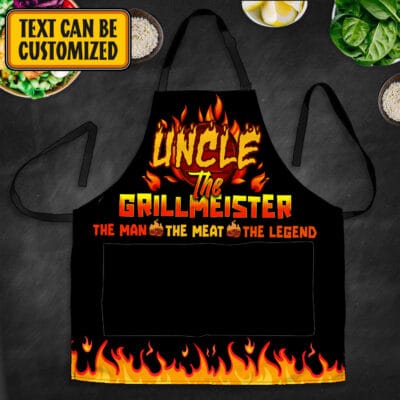Custom Name The Grillmeister The Meat The Legend Funny Papa Grandpa Apron