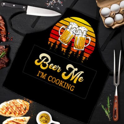 Beer Me I'm Cooking Vintage Funny Cooking Apron With 3 Pockets