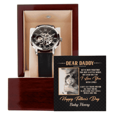 Personalized Photo Dear Daddy We've Been Together For Just A Little While Openwork Watch - Dad To Be Gifts