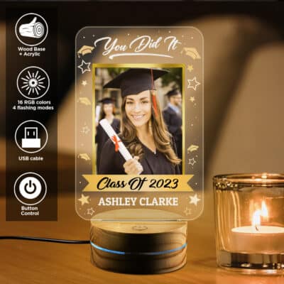 Personalized Photo Class of 2023 You Did It Graduation Night Light - Graduation gifts for Her Him - Custom Senior 2023 Photo Gifts