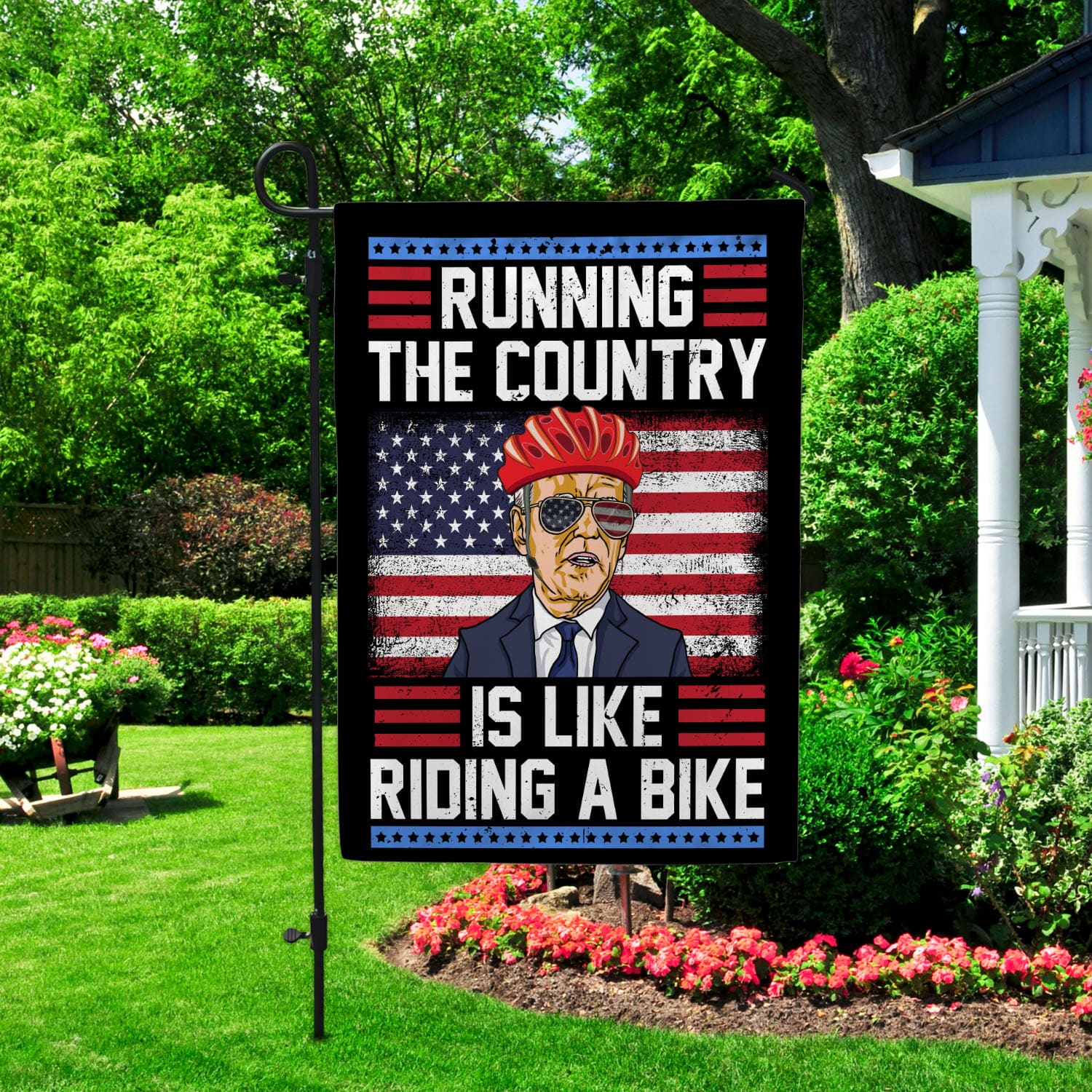 3VT. Running The Country Flag Garden Flag Mockup 2