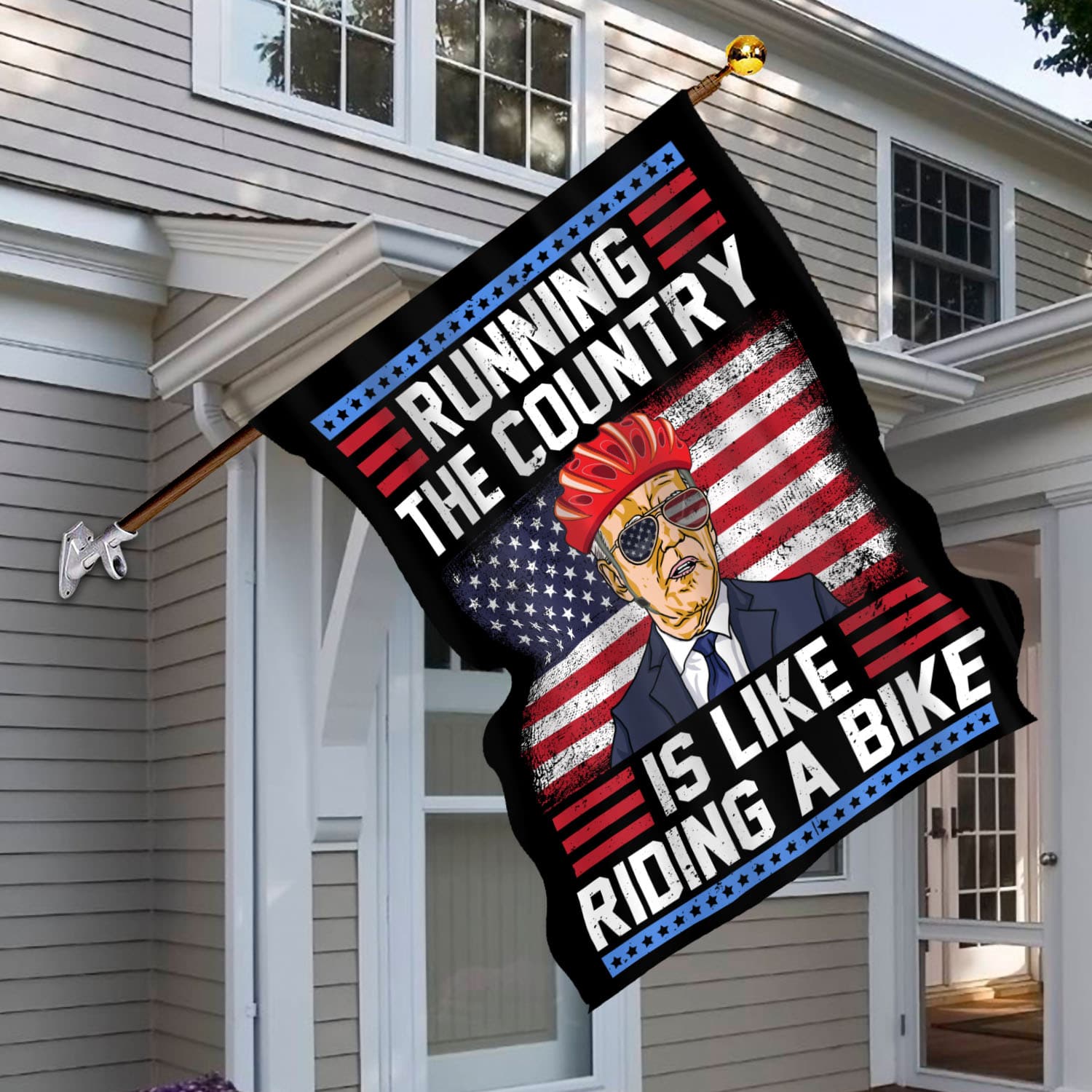 3VT. Running The Country Flag House Flag Mockup 6