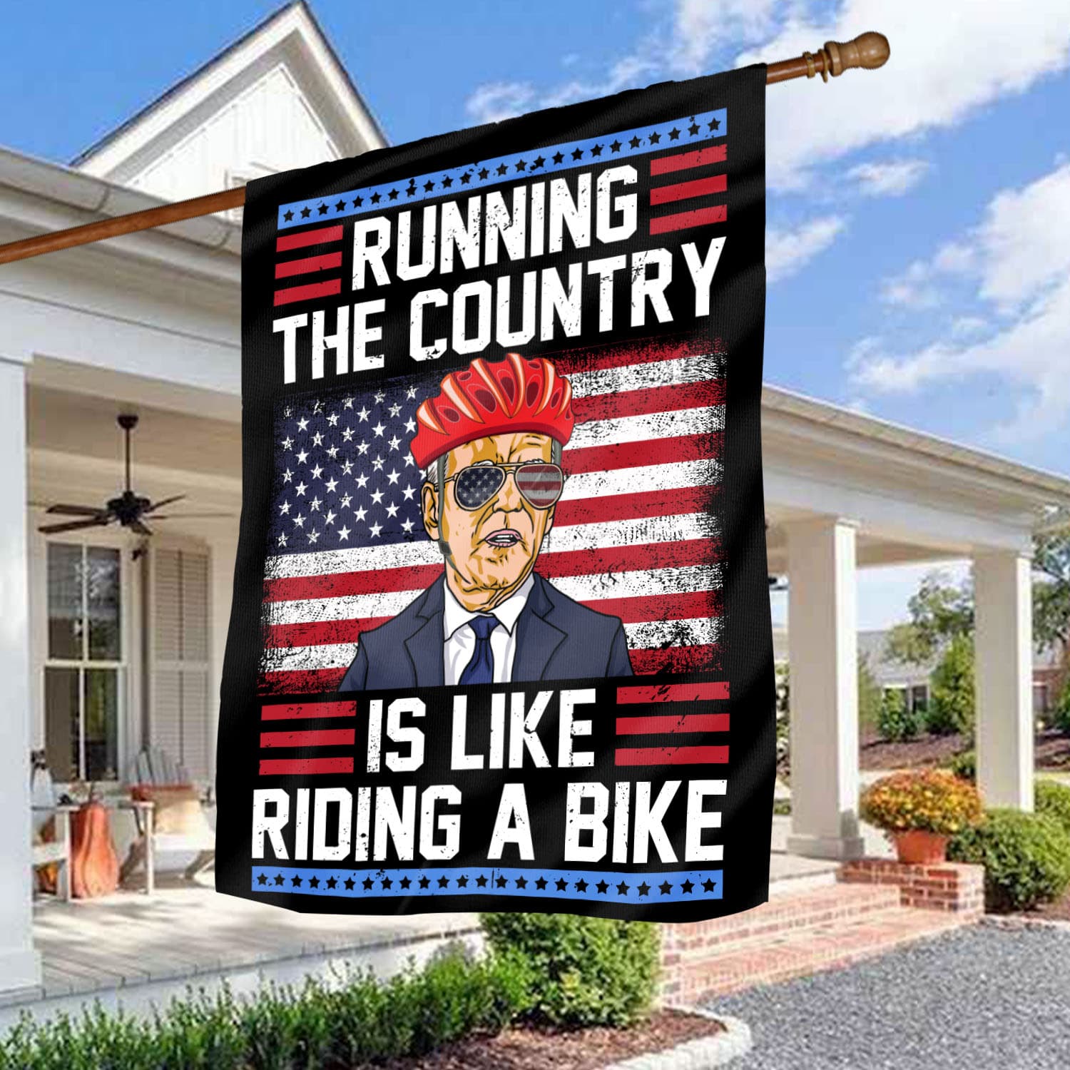 3VT. Running The Country Flag House Flag Mockup 3