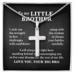 To My Little Brother I Wish You The Strength To Face Challenges With Confidence Artisan Crafted Cross Necklace