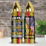 Personalized Name I'm A Veteran Proud VietNam Veteran Bullet Shape Insulated Tumbler With Lid - Love Freedom Gifts American Flag Travel Coffee Mug