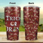 Trick Or Drink Insulated Tumbler Cup With Lid And Straw - Funny Halloween Double Wall Vacuum Thermos Travel Coffee Mug