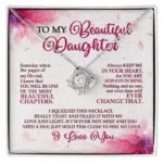 To My Beautiful Daughter Message Card Pendant Necklace, Daughter Gifts, Beautiful Daughter Jewelry Gift, Christmas Gift for Daughter