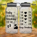 Baby On Board Drinking For Two Motivational Fitness Sports Water Tracker Bottle with Time Marker - Expecting Mother Gift