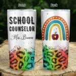 Personalized Name Tumbler School Counselor Insulated Tumbler Cup Mug with Lid and Straw, Back to School Gifts
