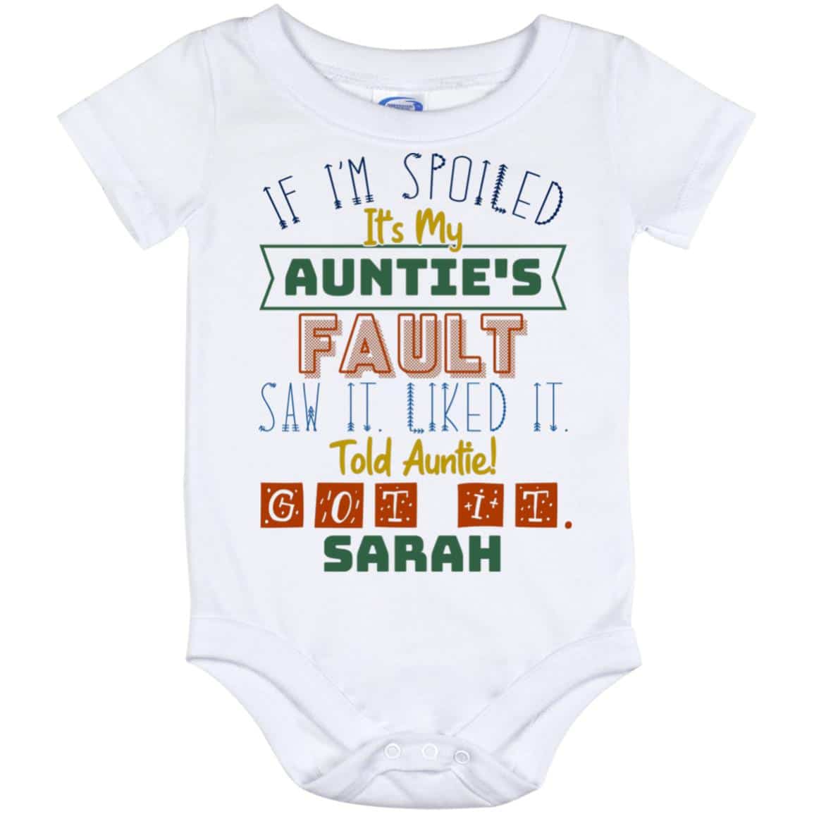 Personalized Onesie, White, Baby Onesie - 12 Month