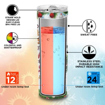 Alternative view of I Just Want To Bake Cookies Drink Hot Cocoa and Watch Christmas Movies Glitter Skinny Vacuum Insulated Tumbler - Funny Christmas Mugs Cup