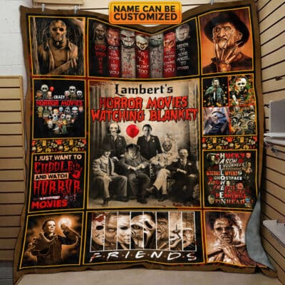 Custom Name Horror Movies Watching Blanket Halloween Fleece Blanket - Sherpa Blanket - Woven Blanket