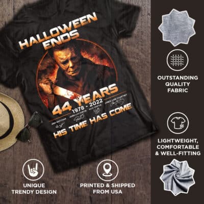 Alternative view of Halloween Ends 44 Years 2022 T-Shirt - Halloween Michael Myers Shirt His Time Has Come Tee