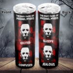 Many Faces of Michael Myers Horror Movies Character Insulated Skinny Tumbler Cup with Lid - Halloween Vacuum Insulated Travel Coffee Mug