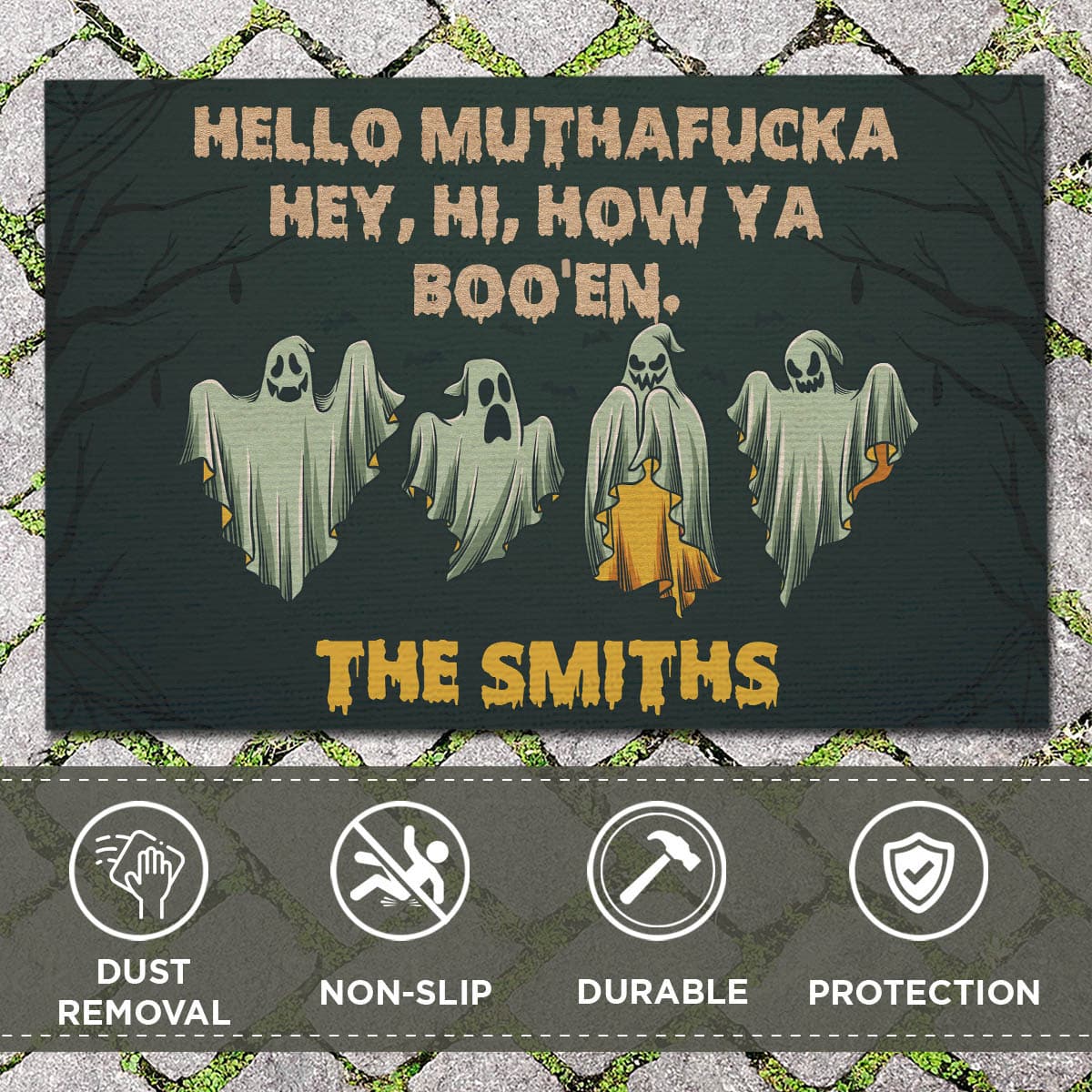 Doormat Key Features Mockup 1VT. Hello Muthafucka