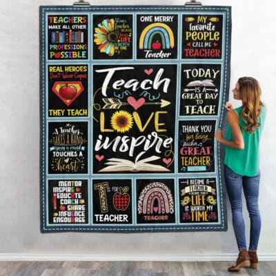 Alternative view of Teach Love Inspire Teacher Appreciation Fleece Blanket - Sherpa Blanket - Teacher Gifts Blanket