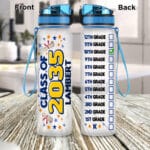 Personalized Name Class of 2035 Motivational Fitness Sports Water Tracker Bottle - Custom Grade Class School Water Bottle