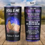 Personalized Couple The Day I Met You I Love You Insulated Tumbler Cup with Lid - Couple Love Double Wall Vacuum Sporty Travel Coffee Mug