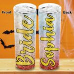 Personalized Name Bride Skinny Tumbler - Bottle for Bride to Be Gifts - Future Mrs - Bridal Shower Gift - Bachelorette Gifts - Engagement Gifts