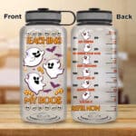 Teaching My Boos Funny Teacher Halloween Motivational Fitness Sports Water Tracker Bottle with Time Marker