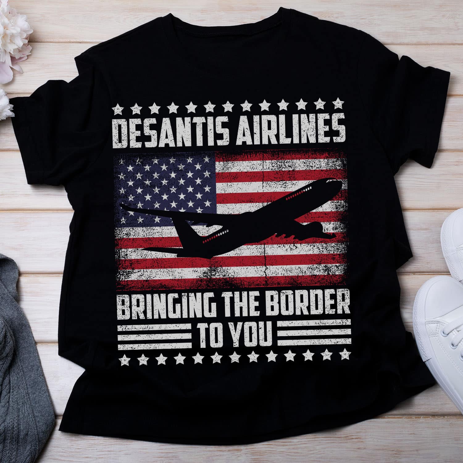 Women’s T-shirt mockup with aran sweater and peony