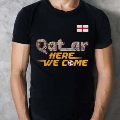 Alternative view of England Flag Qatar Here We Come T-Shirt - Qatar Calling Tee Shirt - England Football World Shirt