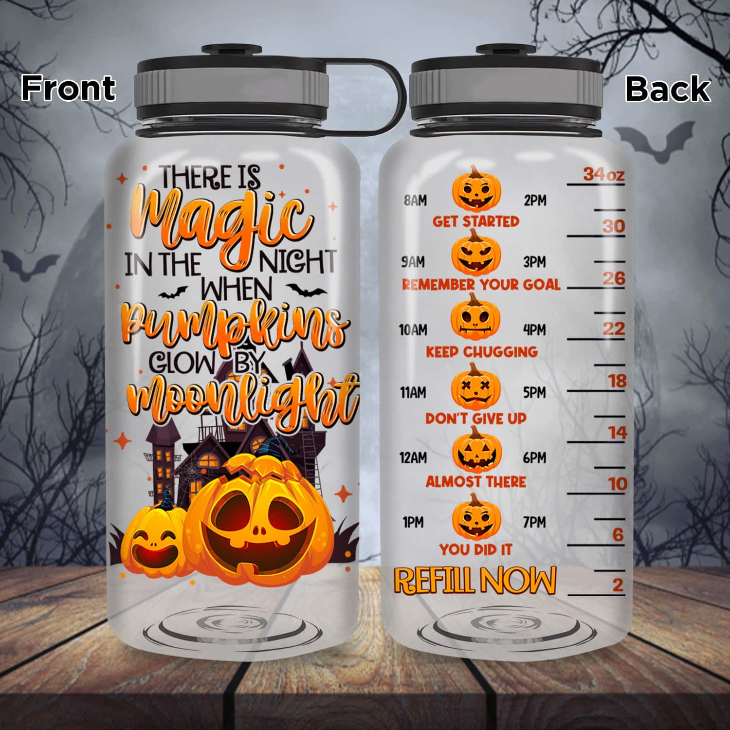 Mockup Main Feature Image 34OZ Tracker Water Bottle 3VT. There Is Magic In The Night Tracker
