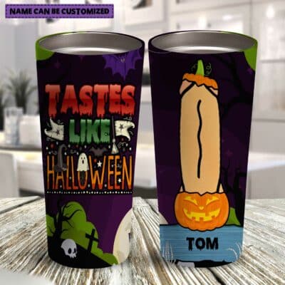 Personalized Tastes For Halloween Insulated Tumbler Cup With Lid - Funny Halloween Travel Coffee Mug