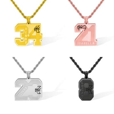 Alternative view of Custom Basketball Number Necklace with Name