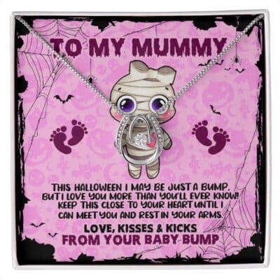 To My Mummy This Halloween I May Be Just A Bump Pendant Necklace - Mom To Be Halloween Gifts
