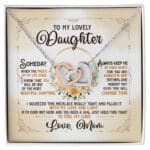 To My Lovely Daughter Message Card Pendant Necklace - Love Knot Sterling Necklace for Daughter