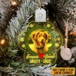 Dog Memorial Ornament, Forever Loved LED Acrylic Ornament,  Personalized Dog Loss Gift