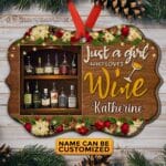 Personalized Just A Girl Who Loves Wine Benelux Shaped Medallion Christmas Ornament Keepsake