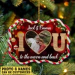 Personalized I Love You To The Moon And Back Couple Benelux Shaped Medallion Christmas Ornament Keepsake