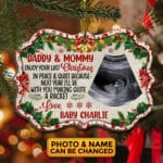 Custom Enjoy Your Last Christmas In Peace And Quiet Benelux Shaped Medallion Christmas Ornament - Dad And Mom To Be Gifts