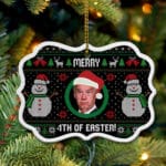 Merry 4th Of Easter Funny Biden Ugly Christmas Benelux Shaped Medallion Christmas Ornament Keepsake