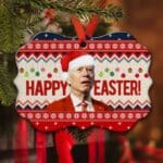 Happy Easter Funny Biden Ugly Christmas Benelux Shaped Medallion Christmas Ornament Keepsake